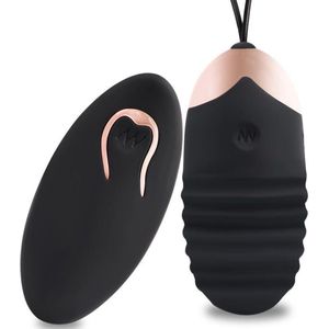 EZlove Geribbeld Vibratie Eitje voor extra stimulatie - 7.5cm - Zwart/Rose - Luxe uitstraling