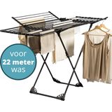 Homra - Inklapbaar Droogrek - Zwart - Tot 22m Was - Ruimtebesparend - 182x97x103 CM