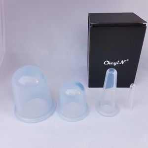 AANBIEDING, cellulite complete set ( 4 stuks) massage cup, cupping set, siliconen – Vacuum Massage Cups – gezichts massage - lichaam massage - Cupping Therapy Set – Anti Cellulitis Cups, kleur TRANSPARANT