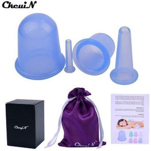 Vitado, complete set ( 4 stuks) cellulite massage cupping set, kleur Blauw + opbergzakje