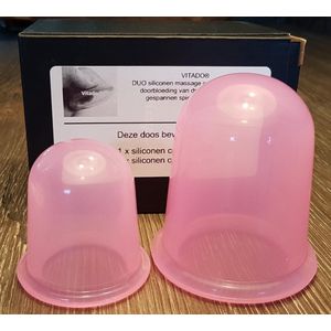 Anti cellulite Cups DUO voor benen en billen – Cellulitis Cups – Lichaam & Gezicht – Vacuüm Massage Cups – Silicone Cuppingset – ROZE – 2 Stuks - 1 Medium 5.5 cm - 1 Large 7.0 cm DUO set ROZE