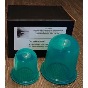 Anti cellulite Cups DUO voor benen en billen – Cellulitis Cups – Lichaam & Gezicht – Vacuüm Massage Cups – Silicone Cuppingset – GROEN – 2 Stuks - 1 Medium 5.5 cm - 1 Large 7.0 cm DUO set GROEN