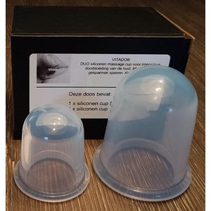 Anti cellulite Cups DUO voor benen en billen – Cellulitis Cups – Lichaam & Gezicht – Vacuüm Massage Cups – Silicone Cuppingset – TRANSPARANT – 2 Stuks - 1 Medium 5.5 cm - 1 Large 7.0 cm DUO set TRANSPARANT