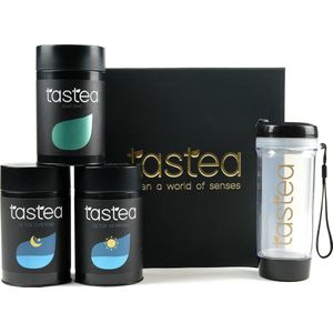 tastea New Me Box - Speciaal om de beste versie van jezelf te zijn - Losse (kruiden)thee - Detox Morning, Detox Evening, Skintight en tastea Theebeker