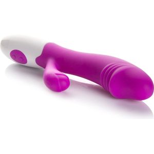 Vibrator Voor Vrouwen – Tarzan Vibrator – Clitoris En G-spot Stimulator – Duo-Vibrator – Geribbelde Eikel Voor Extra Stimulatie – 100% Waterproof – 30 standen – 20cm – Roze