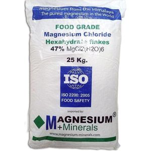 Magnesium Badkristallen-Vlokken-Flakes van Himalaya magnesium | 25 kg - in stevige zak - Food kwaliteit | Magnesium Voetbadzout