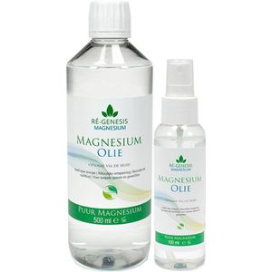 Magnesiumolie 500 ml navulfles en 200 ml spray van Ré-genesis - Magnesiumspray Magnesiumchloride Spierolie voordeelpakket