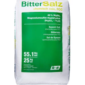 Epsom zout - Bitterzout - Magnesiumsulfaat 49% FCC (Food Grade)- Badzout - 25 kg - in zak - voetenbad