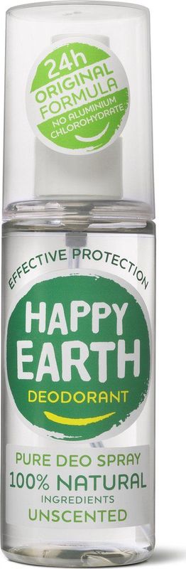 Happy Earth 100% Natuurlijke Deodorant Spray Unscented 100 ml