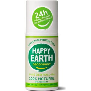 Happy Earth 100% Natuurlijke Deodorant Roll-On Unscented 75 ml