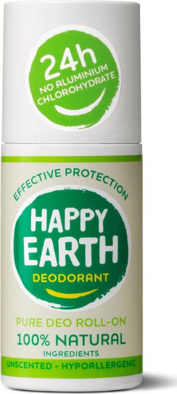 Happy Earth 100% Natuurlijke Deodorant Roll-On Unscented 75 ml