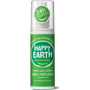 Happy Earth - Pure Deo Spray - Komkommer Matcha - 100% Natuurlijke Ingrediënten