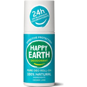 Happy Earth 100% Natuurlijke Deodorant Roll-On Cedar Lime 75 ml