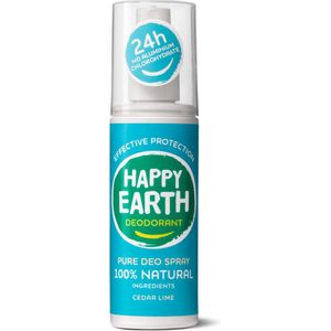 Happy Earth 100% Natuurlijke Deodorant Spray Cedar Lime 100 ml