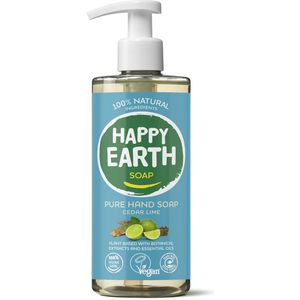 HAPPY EARTH - HAND SOAP - CEDAR LIME - Plantaardige Formule - 100% Natuurlijke Ingrediënten
