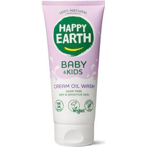Happy Earth 100% Natural Cream Oil Wash for Baby & Kids Wasolie voor Droge en Gevoelige Huid 200 ml