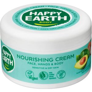 Happy Earth - Voedende Crème - 100% Natuurlijk - Avocado Olie - Cacaoboter - Shea Boter