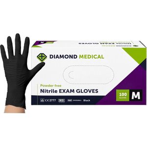 - Nitrile Handschoenen Zwart Poeder/Latex vrij - 100stuks