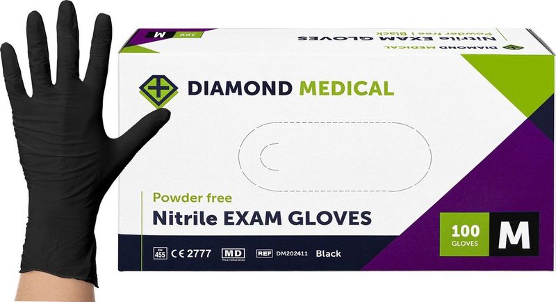 - Nitrile Handschoenen Zwart Poeder/Latex vrij - 100stuks