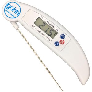 Gohh Digitale Vleesthermometer - BBQ thermometer - Kookthermometer - Suikerthermometer - LCD scherm - Meter tot 300 °C - Wit