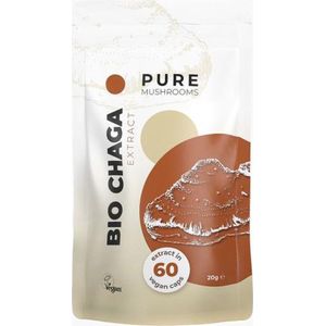Pure Mushrooms - Bio Chaga Capsules - 60 Stuks - 100% Biologisch - Veganistisch