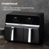Nexxt Digitale Dubbele Airfryer XXL - Heteluchtfriteuse met Touchscreen – Inhoud 5,5 + 3,5 Liter – 8 Kookprogramma's - Zwart