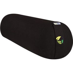 Yoga Bolster Rond - Ecoyogi – 60 x 20 cm – 3,9 kg - Zwart – Eco katoen - GOTS gecertificeerd - Yoga rol