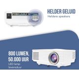 Salora 40BHD800 Beamer - Projector - Standard throw projector - 40 ANSI lumens - LED 800 x 480 Wit - HDMI - USB aansluitingen - 800 lumen - LED lamp levensduur 50.000 uren