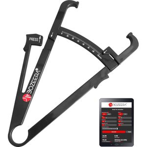 BOZEERA Huidplooimeter - Vetmeter - Vetpercentagemeter - Inclusief Software Video Uitleg en Nederlandse Handleiding