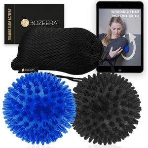 BOZEERA - Triggerpoint Ballen - Spiky Massageballen - 2x 9 CM - Hard en Medium - Inclusief Video Handleiding en Tas