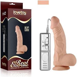 LoveToy - Dildo Vibrator 23 cm lang en 5 cm dik - met instelbare vibraties