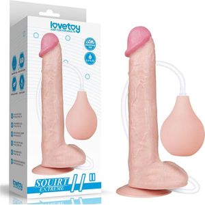 b'Super grote spuitende Dildo \xc3\x98 48 mm, 27 cm lang met ballen en zuignap - beige'