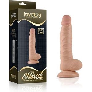 Lekkere dildo Ø 38 mm, 22 cm lang met ballen en zuignap Real Extreme echte verwenner