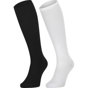 Steunkousen / Reiskousen - Gesloten Teen (zwart/Wit) (Per Paar)