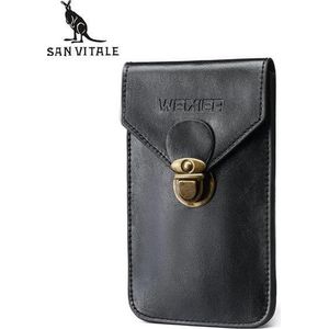 San Vitale® - Lederen telefoon tas - Heuptas - Zwart