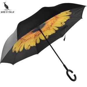 San Vitale® - Unieke reversible Windproof Paraplu - Paraplu opvouwbaar - Paraplu's - Gele Bloem