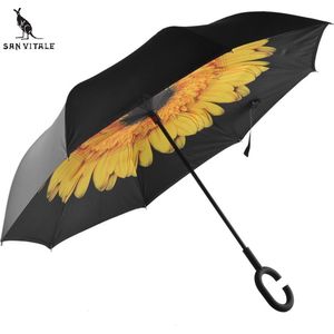 San Vitale® - Unieke reversible Windproof Paraplu - Gele Bloem