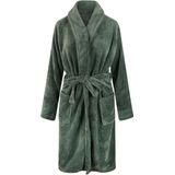 Relax Company - Unisex badjas fleece - sjaalkraag - Groen - maat L/XL