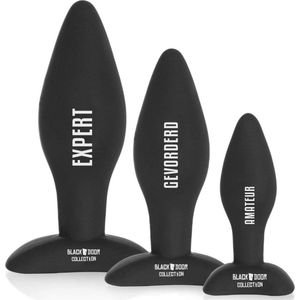 Buttplug Set (3x) voor Koppels - Fluweelzacht Siliconen met Harde Kern - Zwart