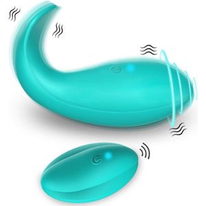 Subliem Vibrerend Slipje Vibrator - Luxe Wearable Sexspeeltjes met Afstandsbediening - 9.3 cm - Turquoise