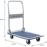 BRASQ Plateauwagen Inklapbaar Max 150kg Transportkar Transportwagen Magazijnwagen Platformwagen