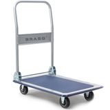 BRASQ Plateauwagen Inklapbaar - Draagvermogen 150 KG - Transportkar - Transportwagen - Magazijnwagen - Platformwagen