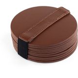 Brute Strength - Onderzetters voor glazen - Leer - Cognac - Rond - 10 stuks