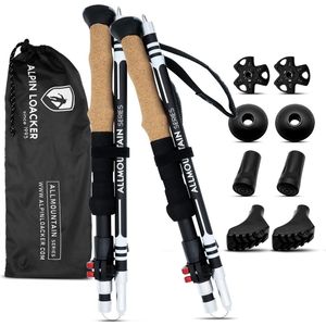 Alpin Loacker - Aluminium opvouwbare wandelstokken,wandelstok met kurk grip, opvouwbare wandelstokken voor skitochten, wandelen,Nordic Walking stokken,110-120cm