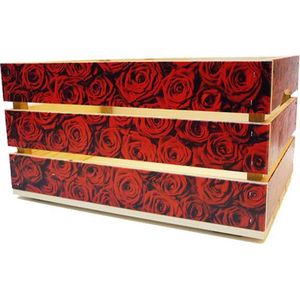 Houten Fietskrat Rode Rozen