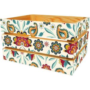 Houten Fietskrat Bloemen Patroon