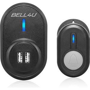 Bell4U - Draadloze deurbel - Voorzien van 2 USB Smartphone laders - 55 melodieën - deurbel waterdicht