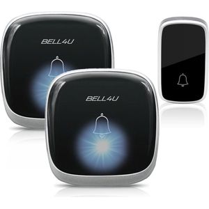 Bell4U - Draadloze deurbel - Set met 2 ontvangers - Deurbel werkt zonder batterijen - IP55 Waterdicht