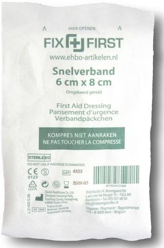 FixFirst - Snelverband - 6x8cm - 10 Stuks - Steriel Verpakt
