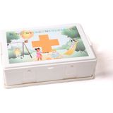 Fixfirst - Kinder verbandtrommel met leuke kinderpleisters - inclusief wandbeugel - complete verbanddoos.